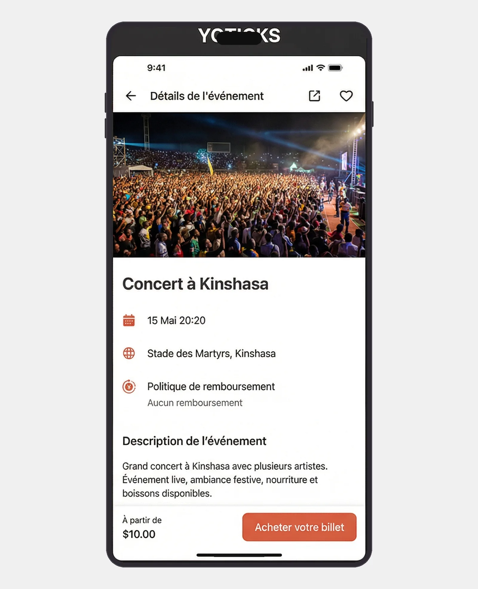 Vendez vos tickets - Détails événement YoTicks